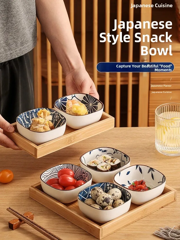 Japanese Snacks - Piring Bumbu Keramik Gaya Jepang Persegi