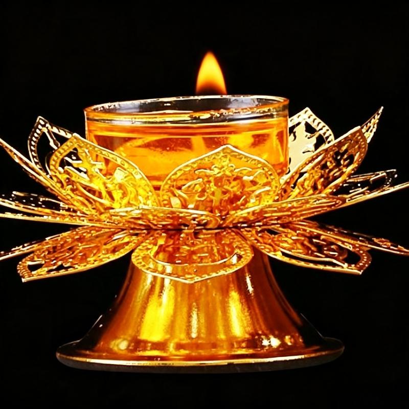 Incense Holder - Tempat Lilin Teh Desain Teratai Emas,