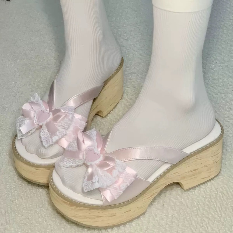 Sandal Platform Tebal Motif Ka - Geta Wooden Sandal ulasan dan harga