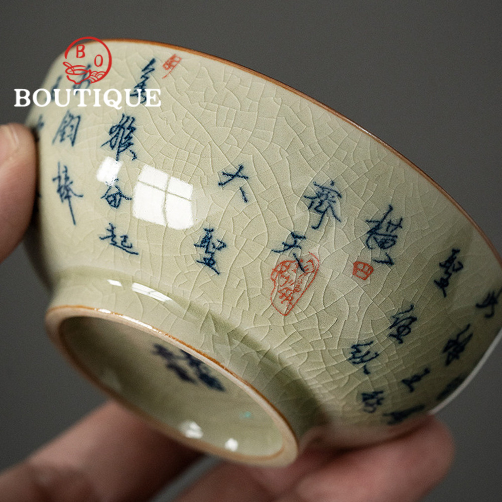 100ml tanah liat tua biru dan  - Japanese Pottery ulasan dan harga